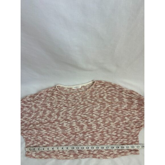 The Mogan Batwing Flare Sleeve Crop Knit Sweater Size L Pink White Fall Summer - Picture 10 of 10